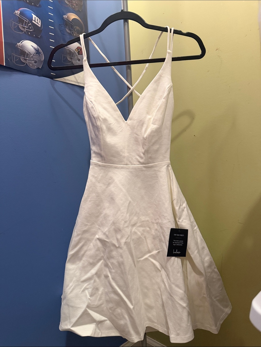 Lulus White V-Neck Spaghetti Strap Dress with Crisscross Back